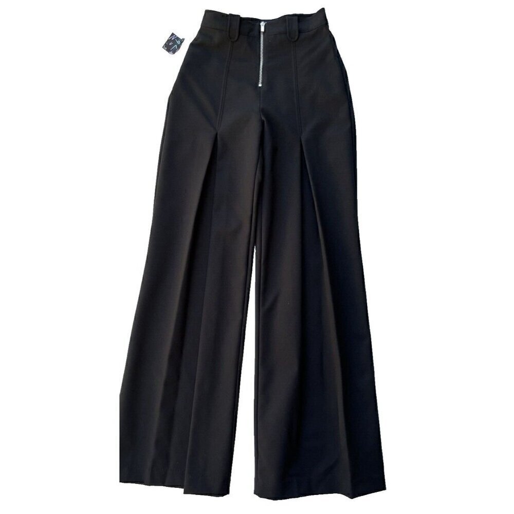 Nasty Gal Women's I'm Bossy Black Wide Leg High Waist Trousers Pants Size XS - Picture 2 of 13